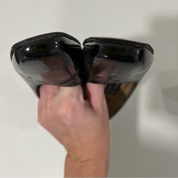 Stuart Weitzman Black Patent Leather Square Toe Block Heels Size 6.5 B - Picture 6 of 6